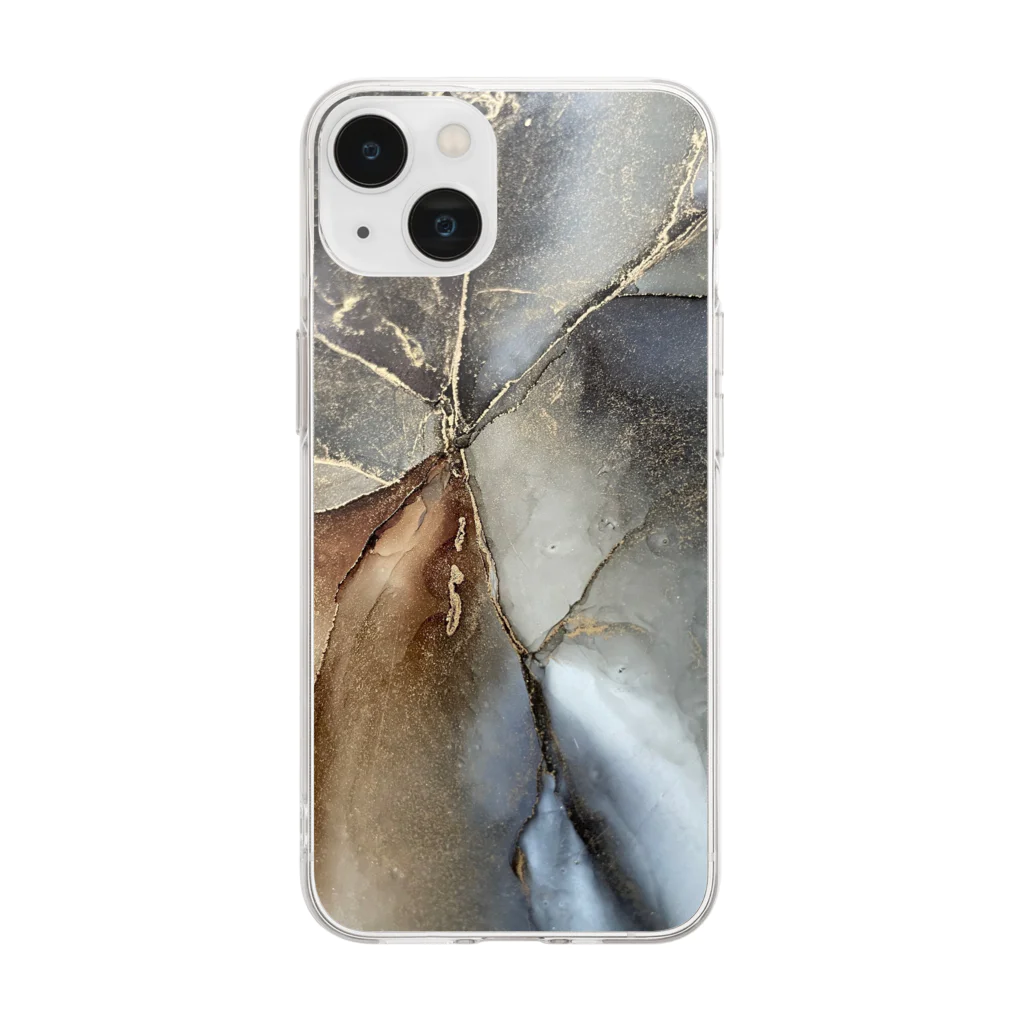 Alcohol ink art designのアルコールインクアート大理石調 Soft Clear Smartphone Case