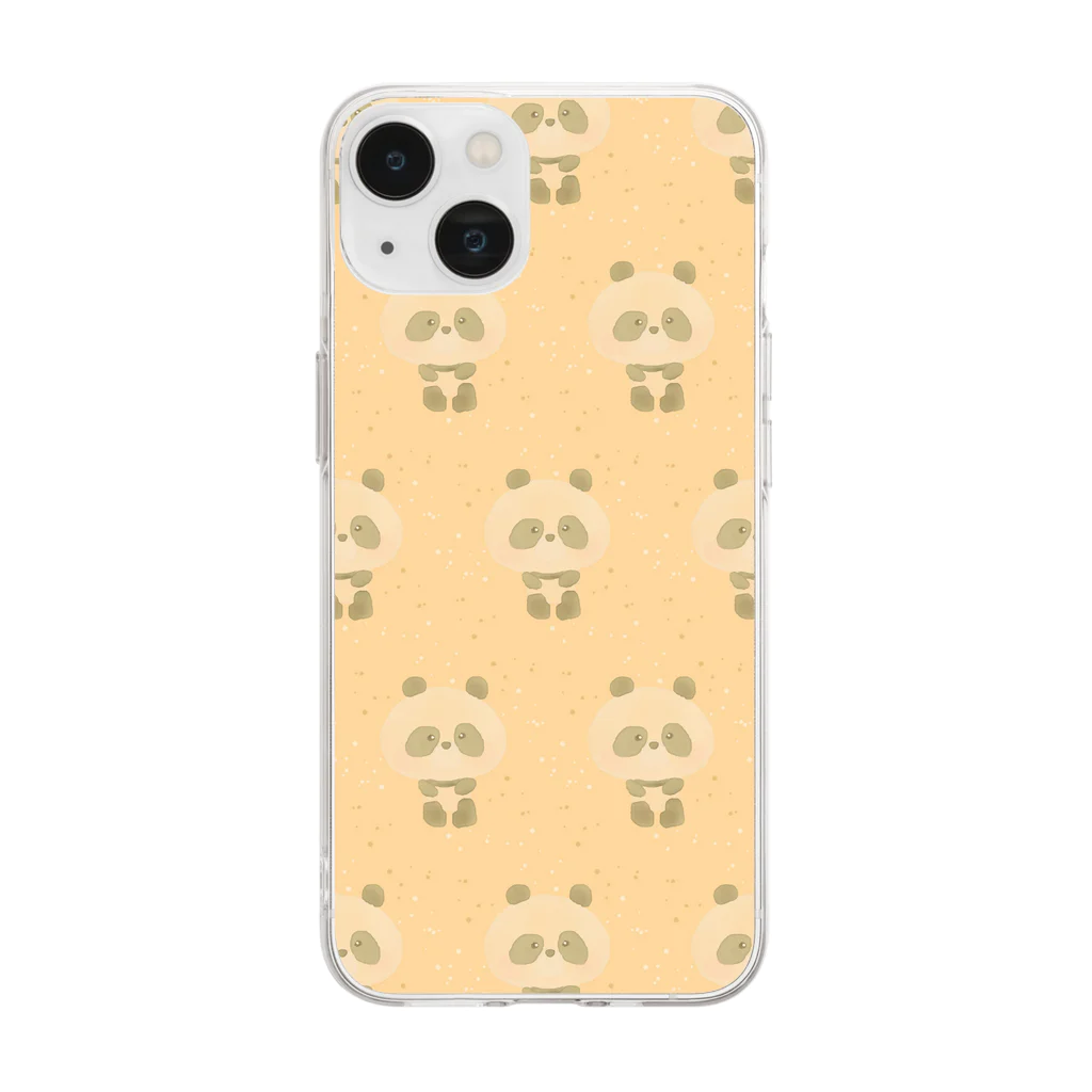 Chiakidsの水彩ゆるぱんだ オレンジパターン Soft Clear Smartphone Case