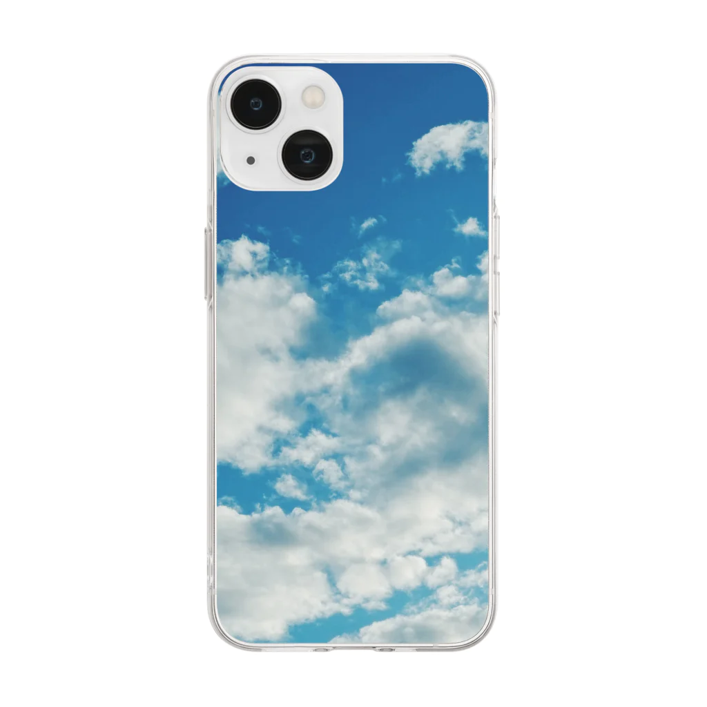 うむうむのくもくも、もくもく(青空) Soft Clear Smartphone Case