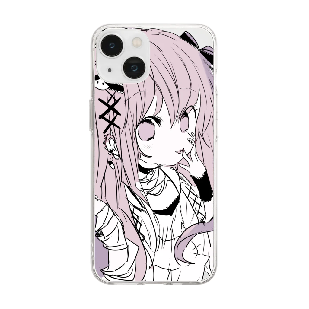 blossomのピンク✖紫系の地雷女の子 Soft Clear Smartphone Case