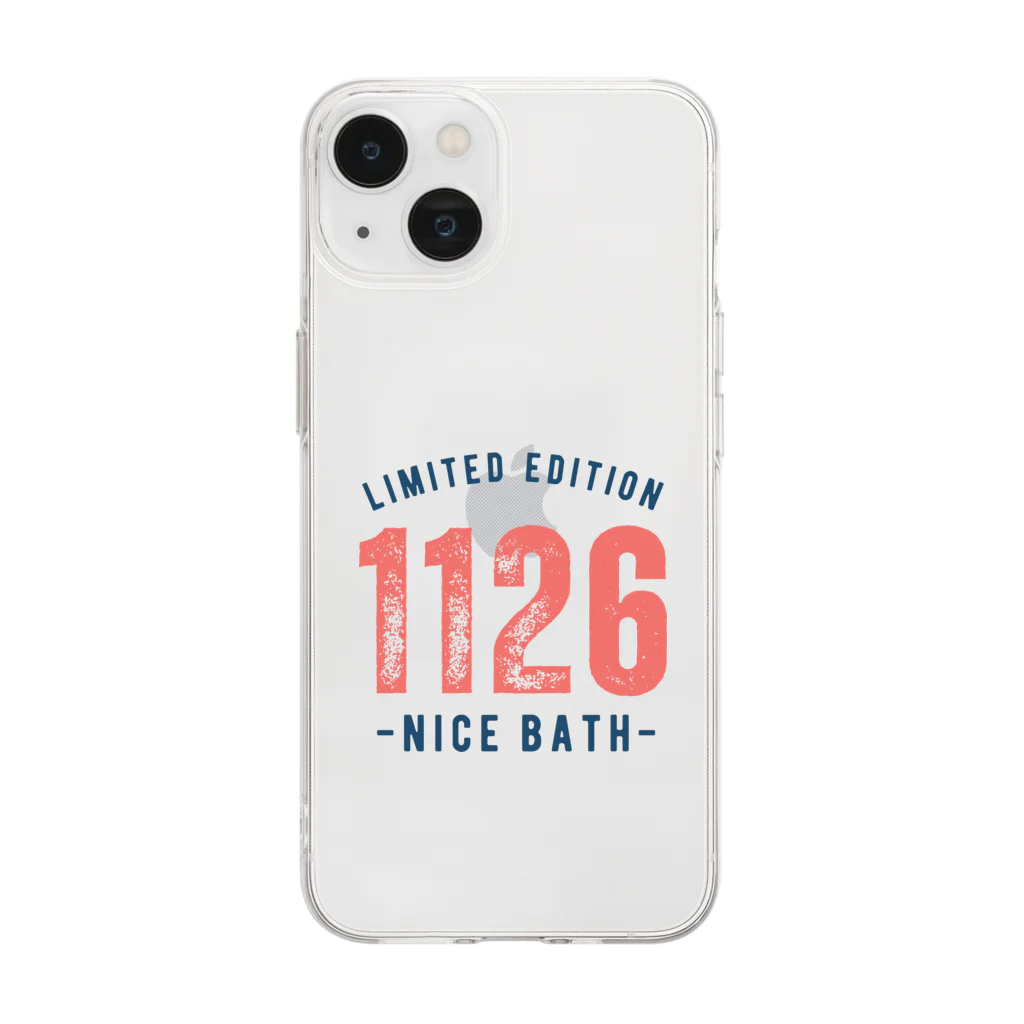 温泉グッズ@ブーさんとキリンの生活のNICE BATH（前面） Soft Clear Smartphone Case