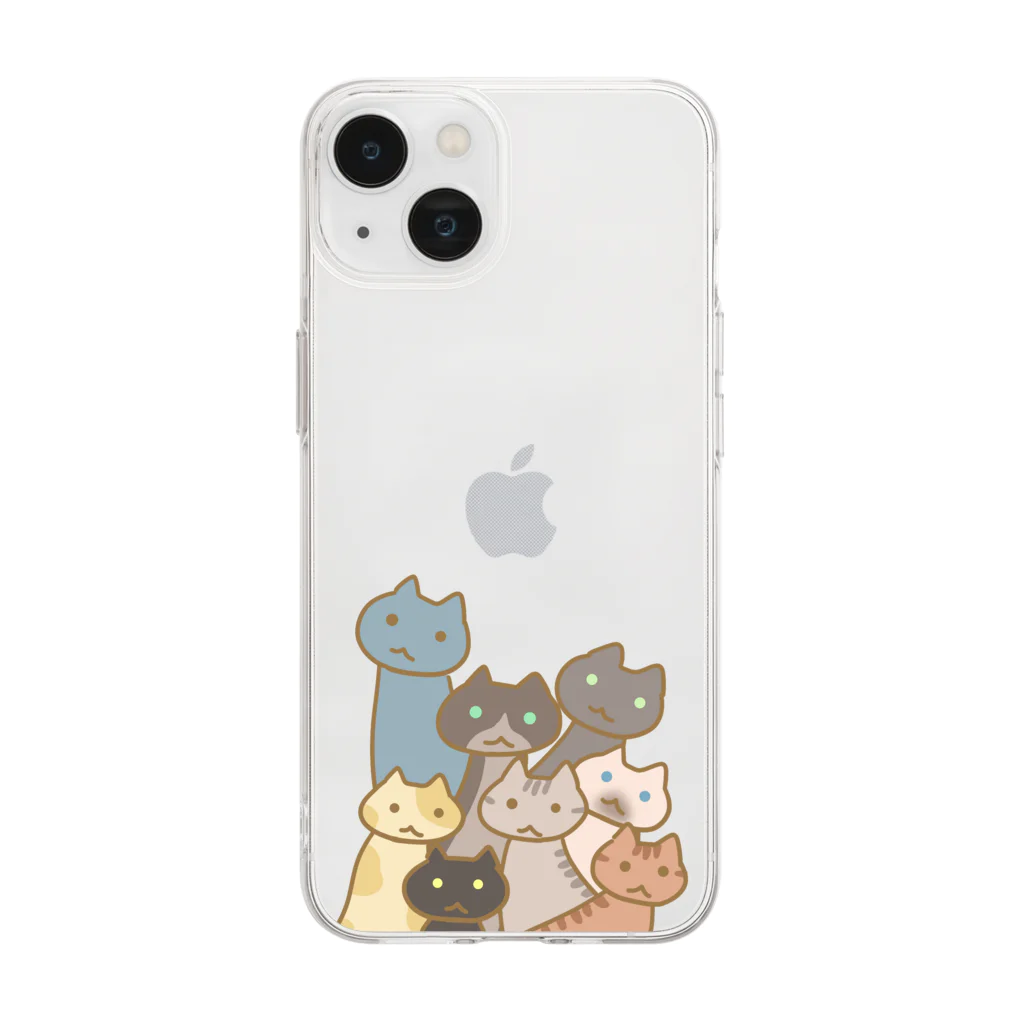 アトリエかののにゃんこ大集合 Soft Clear Smartphone Case