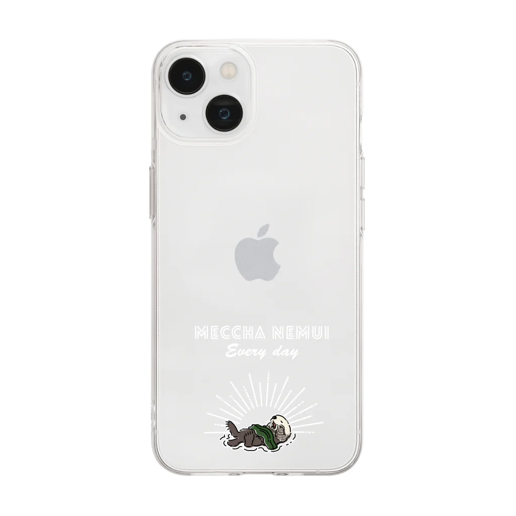 屋台 urukaのMECCHA NEMUI らっこ Soft Clear Smartphone Case