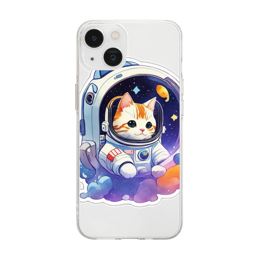 dolphineのとっても可愛いネコの宇宙飛行士 Soft Clear Smartphone Case