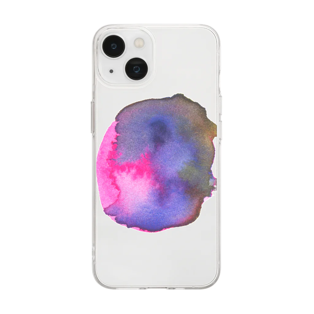 c5watercolorの水彩ペイント・紫の宝石 Soft Clear Smartphone Case