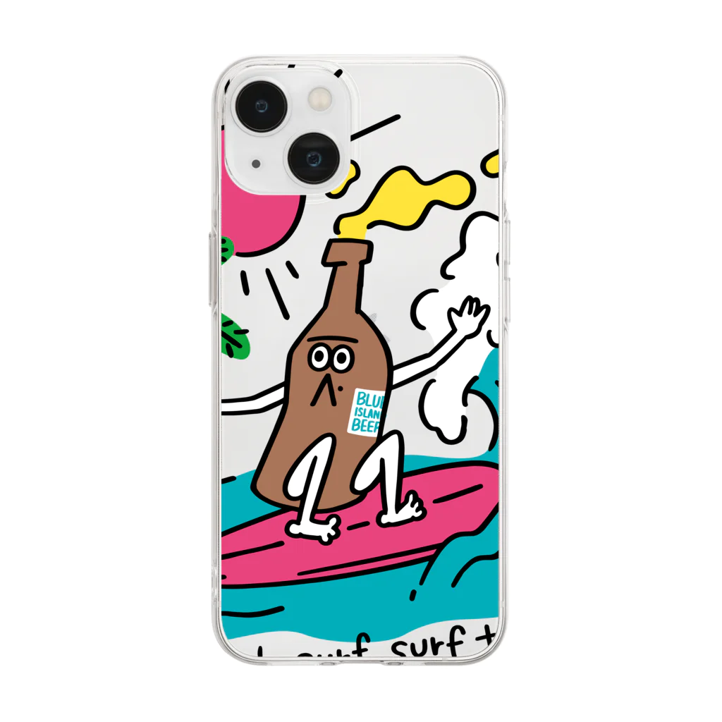 BLUE ISLAND BEER グッズストアのBLUE ISLAND SURFER Soft Clear Smartphone Case