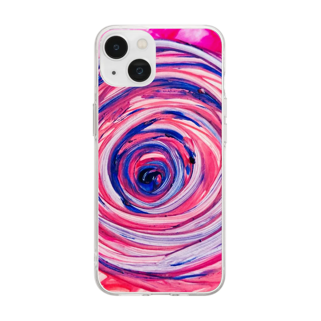 キモグラフィック屋さん － Unconscious Art －のぐるぐる🌀 Soft Clear Smartphone Case