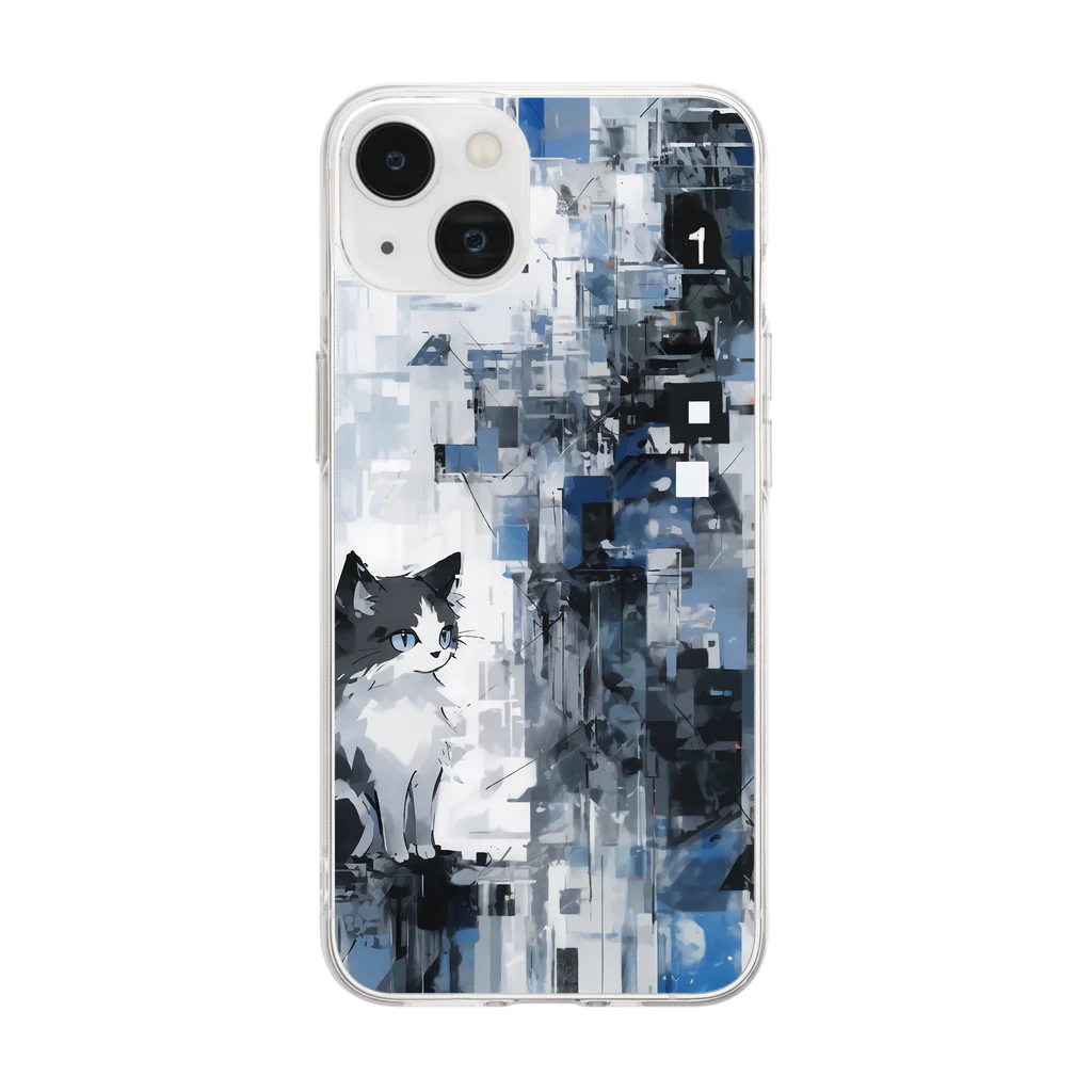 たゆたゆの白黒猫 Soft Clear Smartphone Case