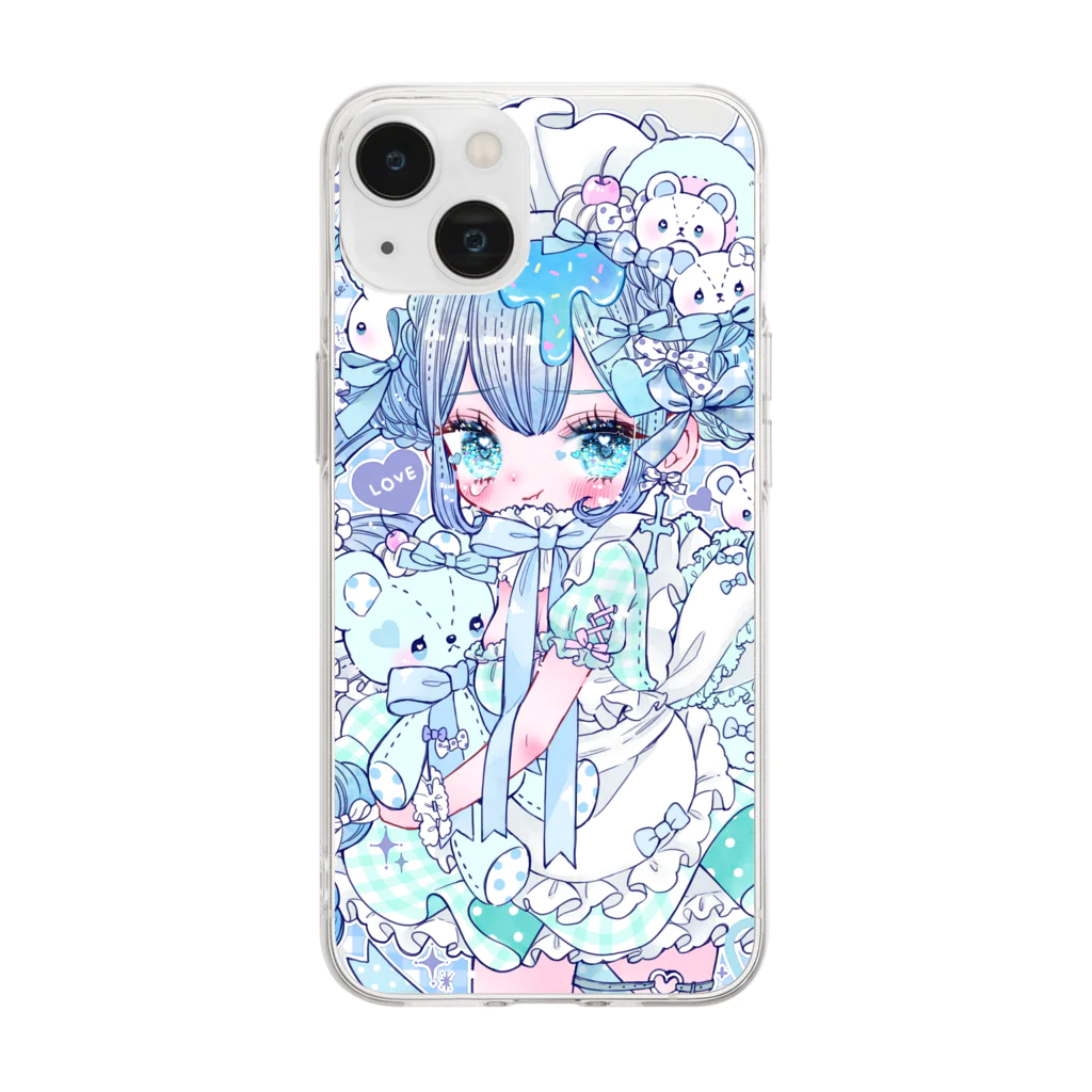 なつめみく♡イラストレーターのくまメイドiphoneケース Soft Clear Smartphone Case