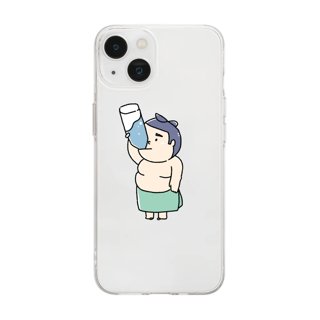 とくら屋の2Lのペットボトルを上を向かずに飲むおすもうさん Soft Clear Smartphone Case