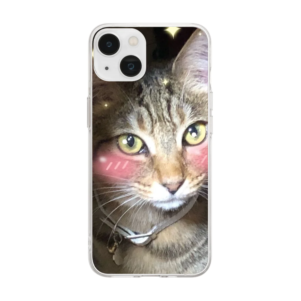 やまねこにゃのキジトラキラキラ Soft Clear Smartphone Case