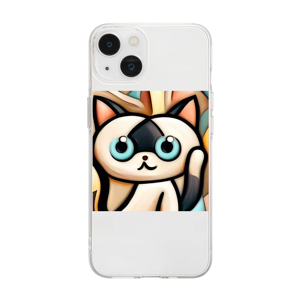 T2 Mysterious Painter's ShopのMysterious Cat Soft Clear Smartphone Case