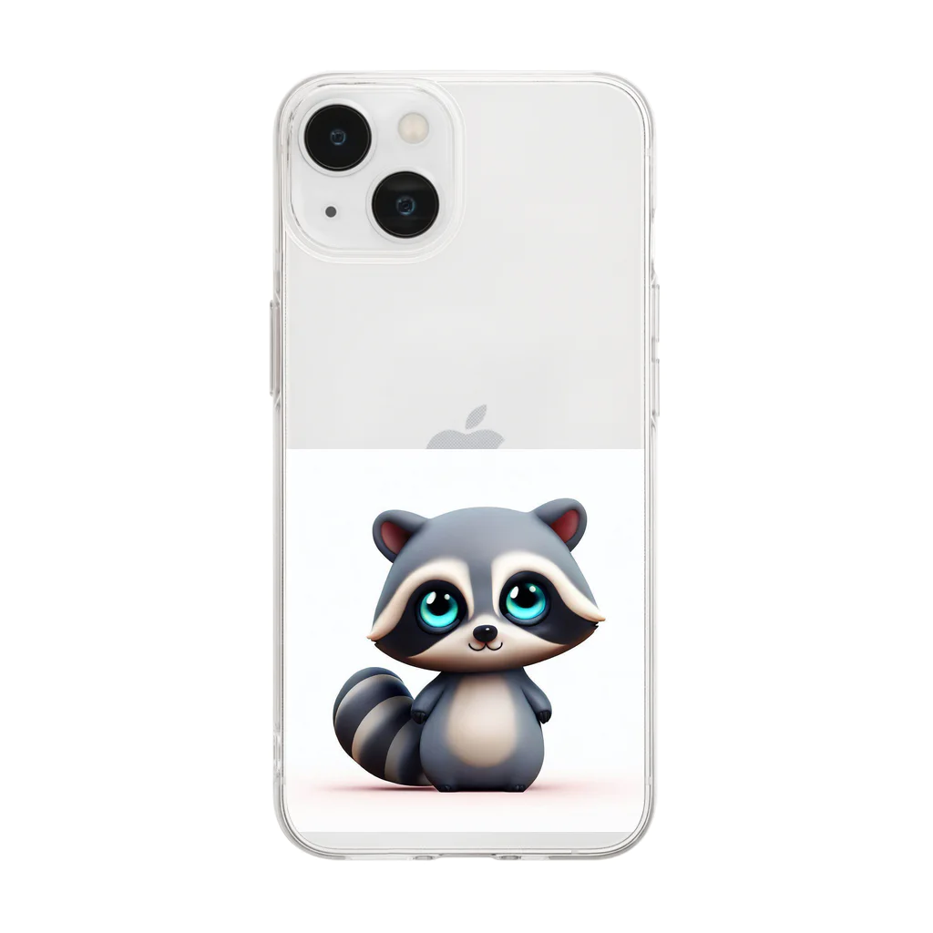 sweetsmailstudioの3Dイラストあらいぐま Soft Clear Smartphone Case