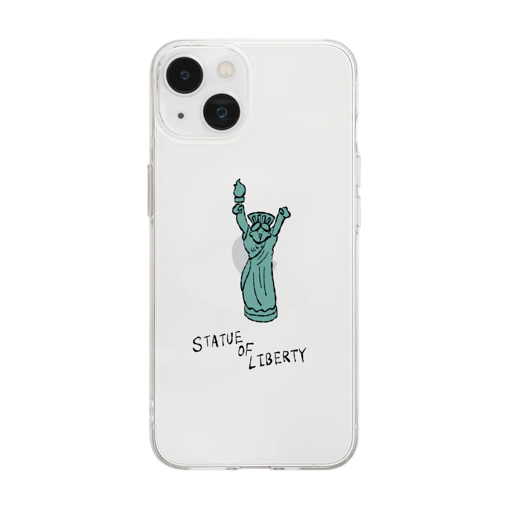 とある丸眼鏡の描き散らしのSTATUE OF LIBERTY_透明 Soft Clear Smartphone Case