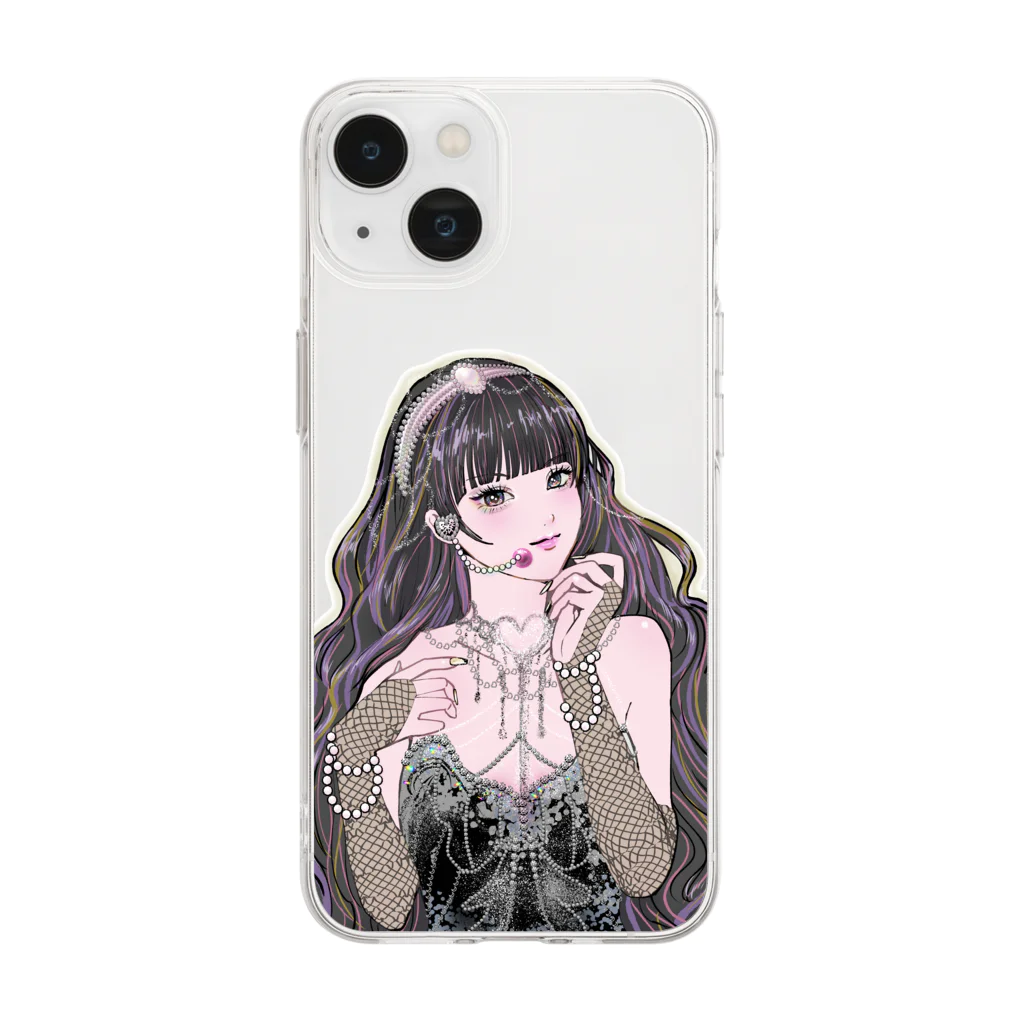 MIORI STOREのアイドルちゃん(黒) Soft Clear Smartphone Case