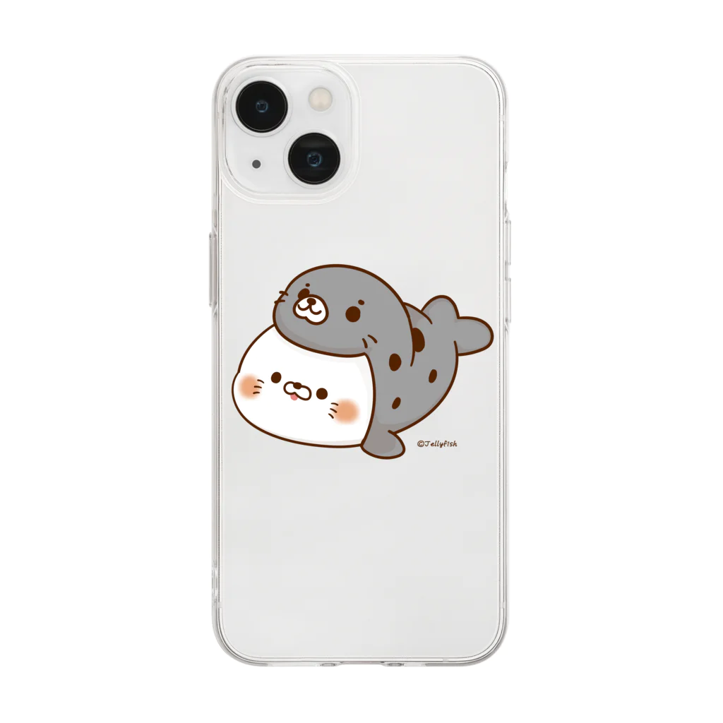 jellyfish@毒舌あざらしゲスくま公式の毒舌あざらし・ごまふ柄 Soft Clear Smartphone Case