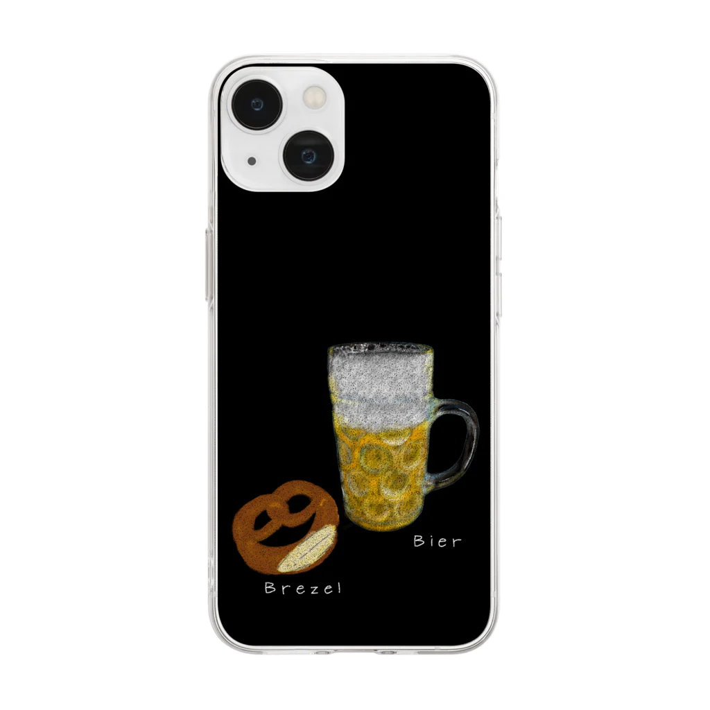 Handgestrickt Ju shopのBrezel und Bier ／ブレッツェル＆ビール【白文字】 ソフトクリアスマホケース