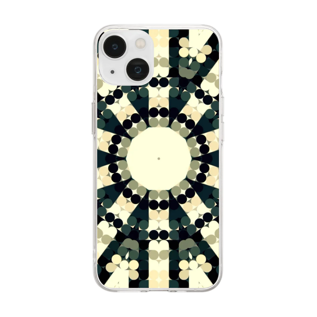 after the rainのKaleidoscope dot olive  Soft Clear Smartphone Case