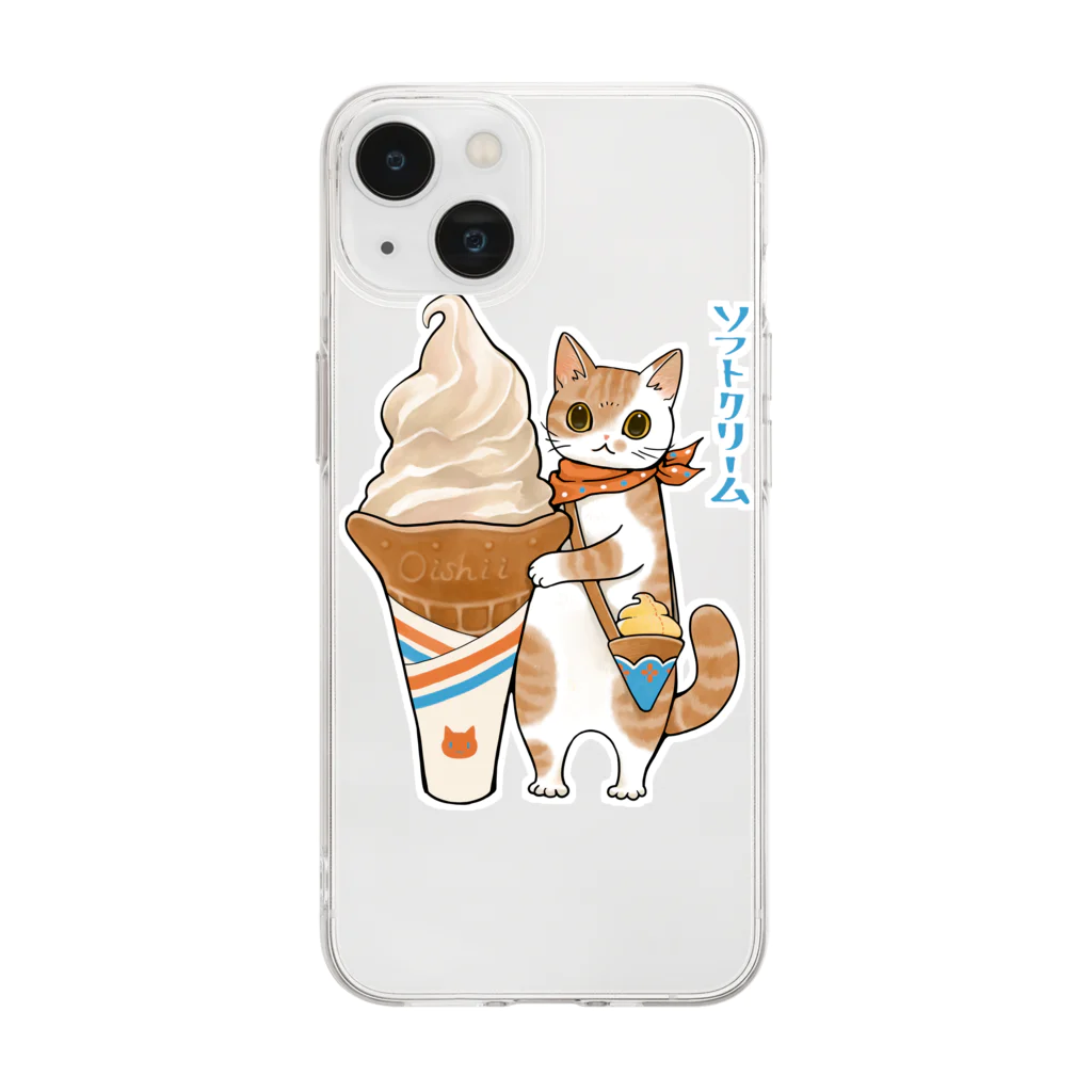 ちょぼなのショップのソフトクリーム猫 Soft Clear Smartphone Case