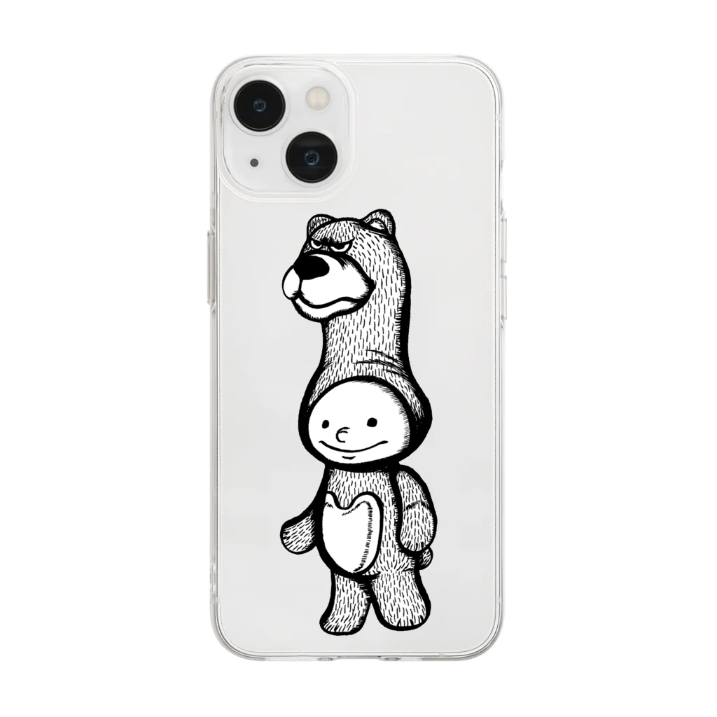 筆ペン画家 原良輔の着ぐるみくん Soft Clear Smartphone Case