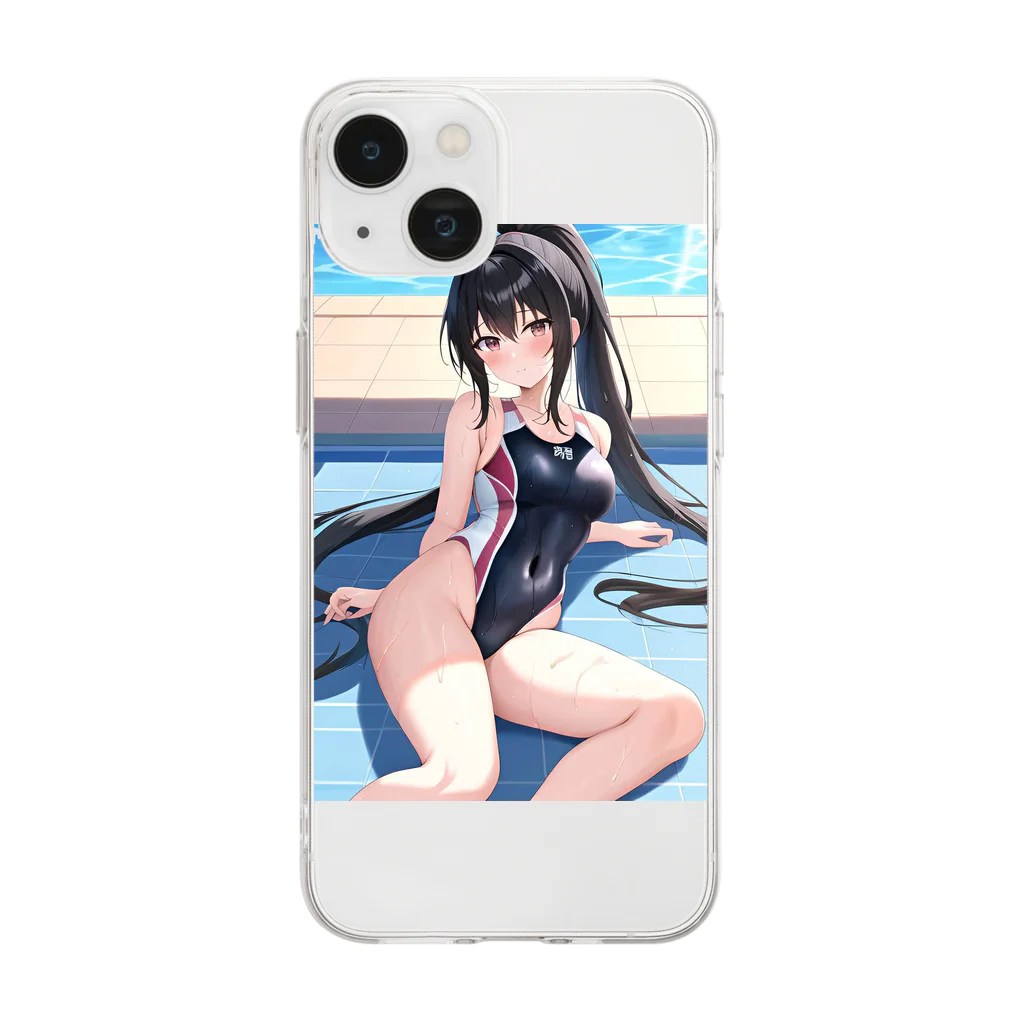 yukihumi-tougouの競泳水着少女 Soft Clear Smartphone Case