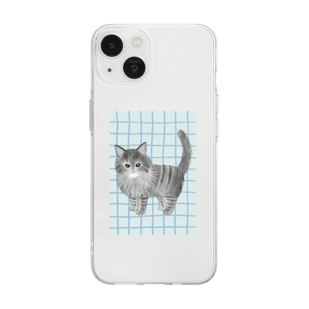 soraのノルウェージャンフォレストキャットのノエル Soft Clear Smartphone Case