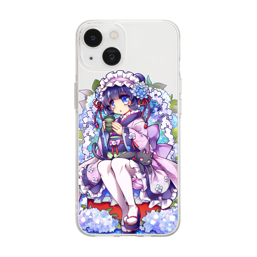 月蝕ざっか店＠SUZURIの君は紫陽花-Ms.Hydrangea☂️ Soft Clear Smartphone Case