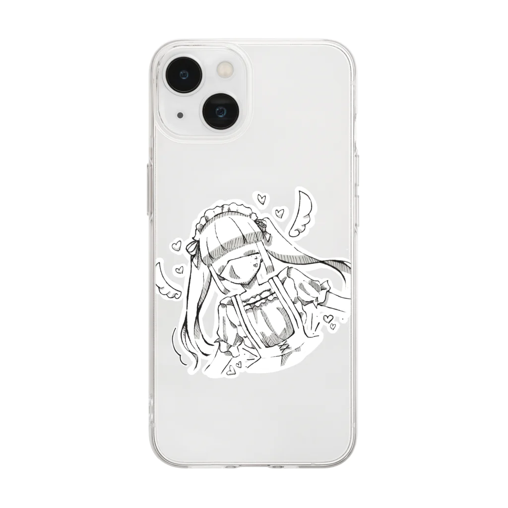 littlesのかわいいてんしめいどちゃん Soft Clear Smartphone Case