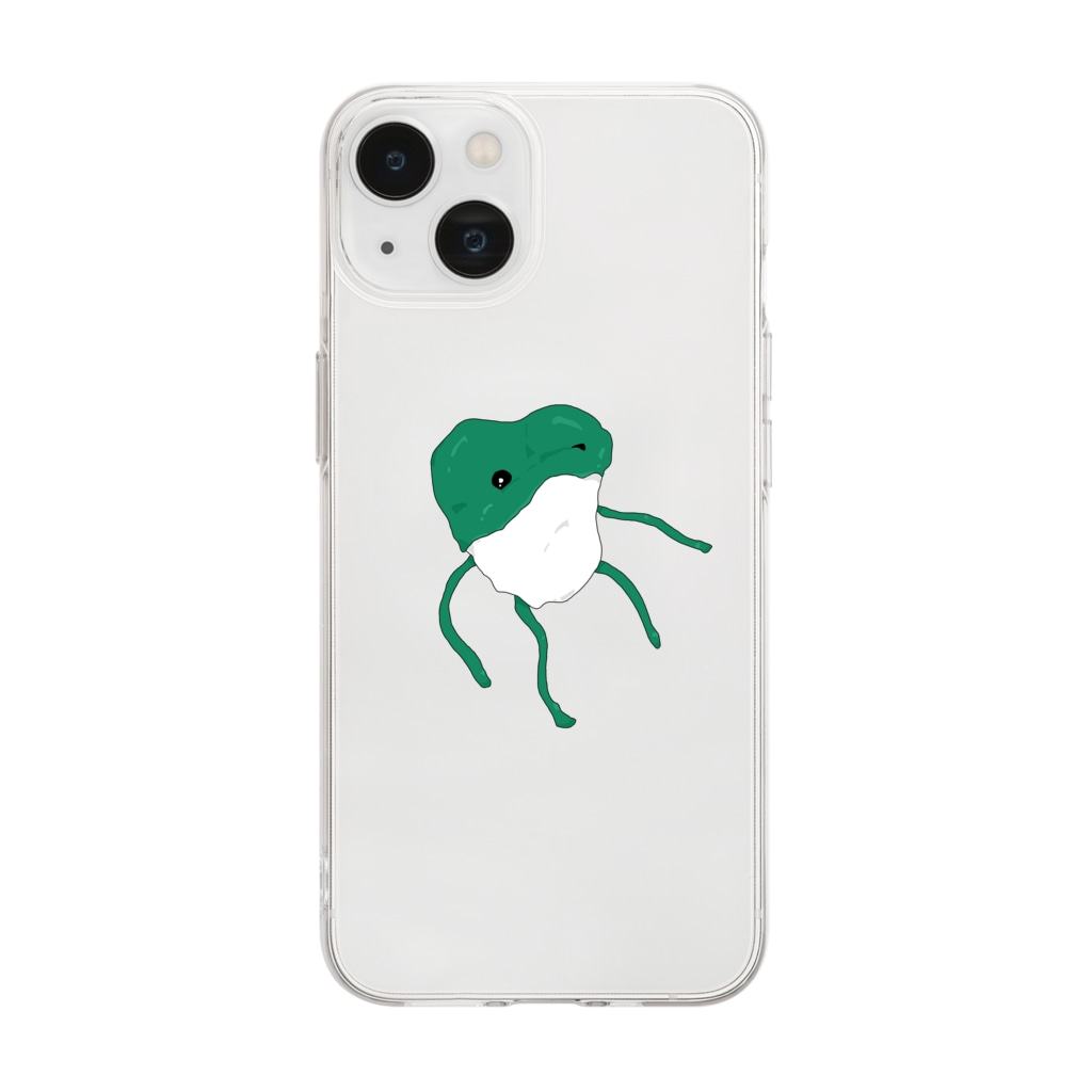ポンポンアートの工房のPompom art 《濃緑カエル》 Soft Clear Smartphone Case
