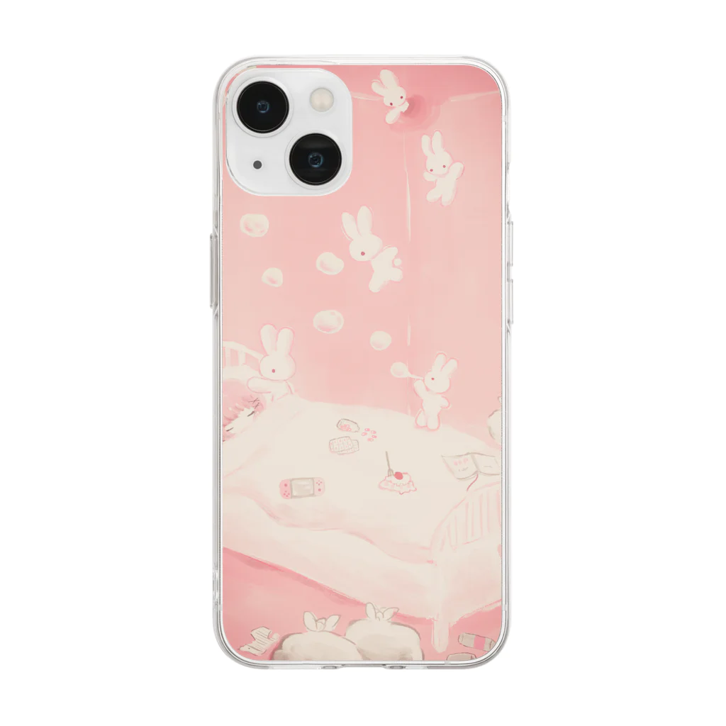 ねむたいおみせのよしよしうさぎ Soft Clear Smartphone Case