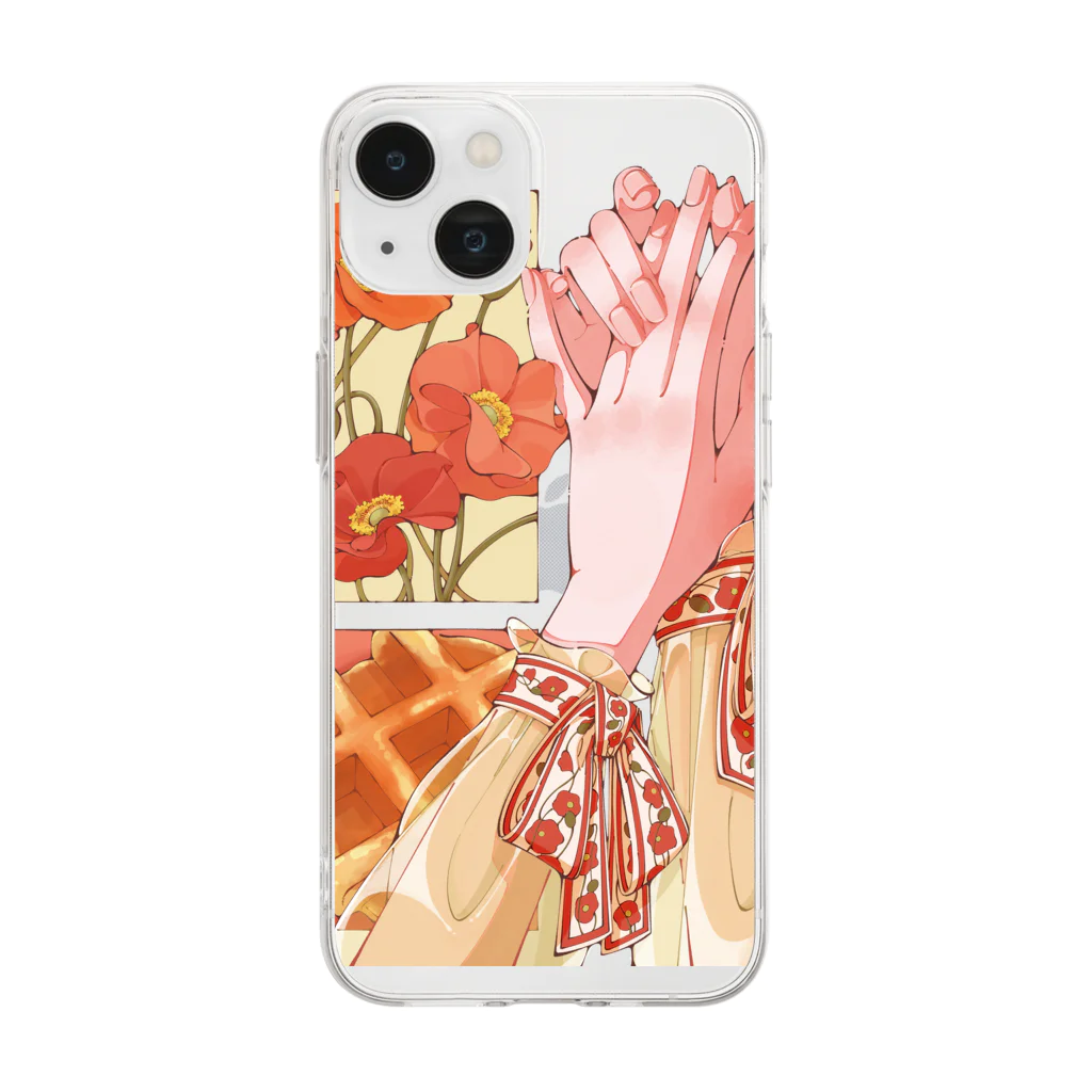 日菜乃🐶のポピーとワッフルと指先 Soft Clear Smartphone Case