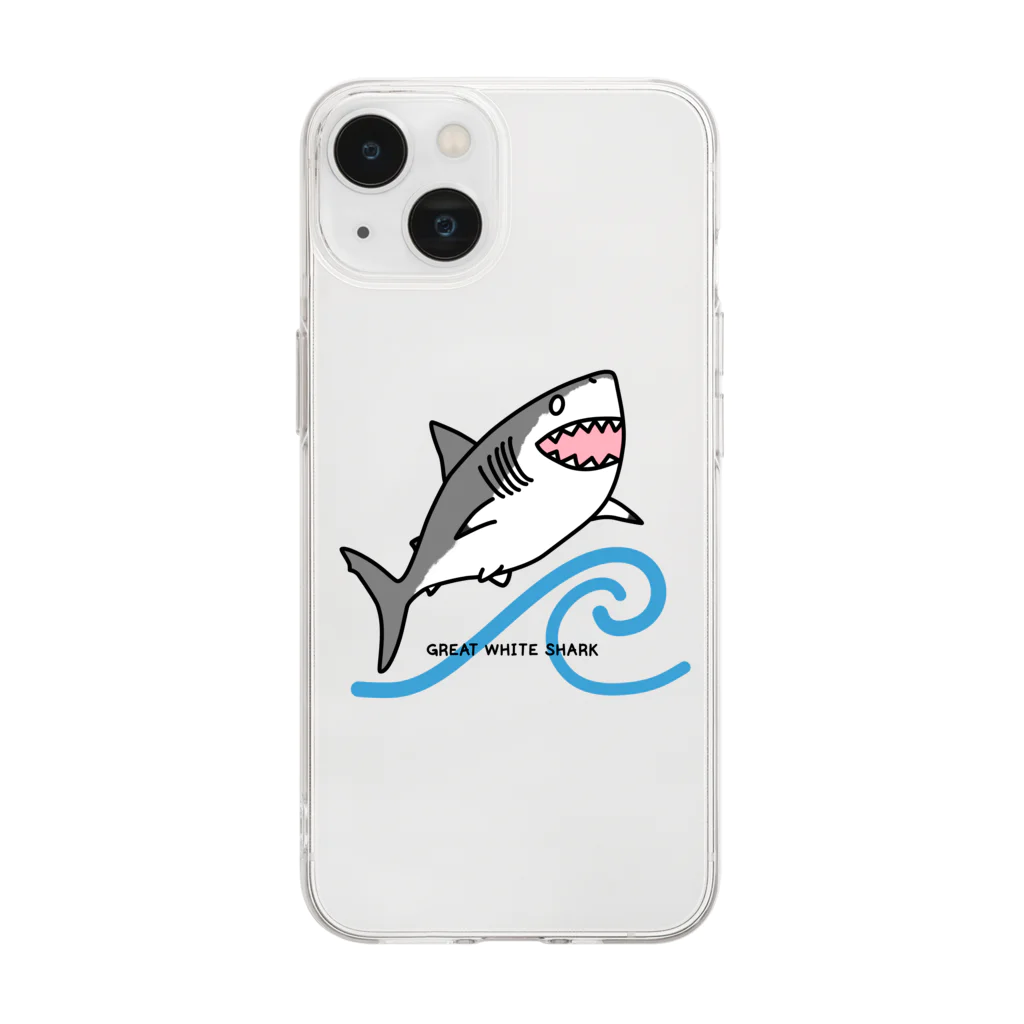 BLUENASHARKのホホジロザメ Soft Clear Smartphone Case