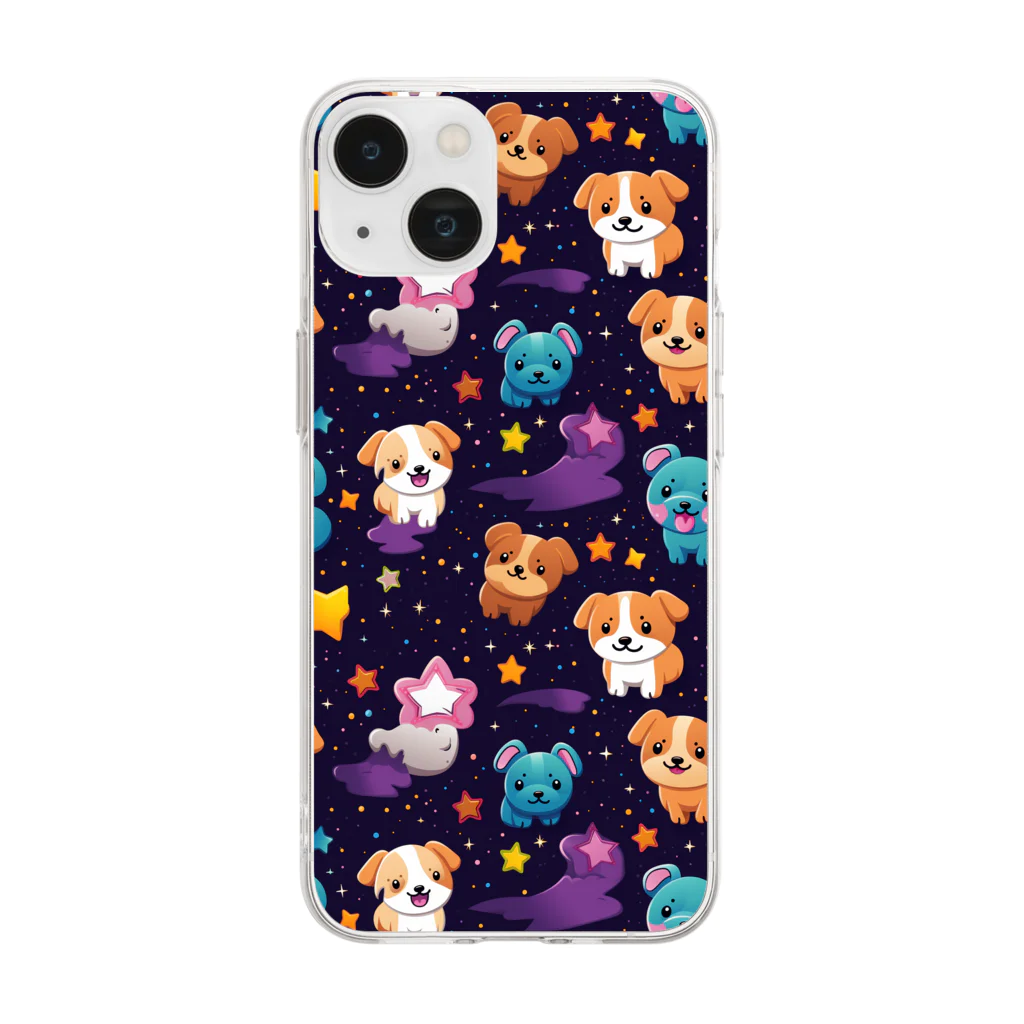 Vasetti_pressの可愛い犬の柄 Soft Clear Smartphone Case