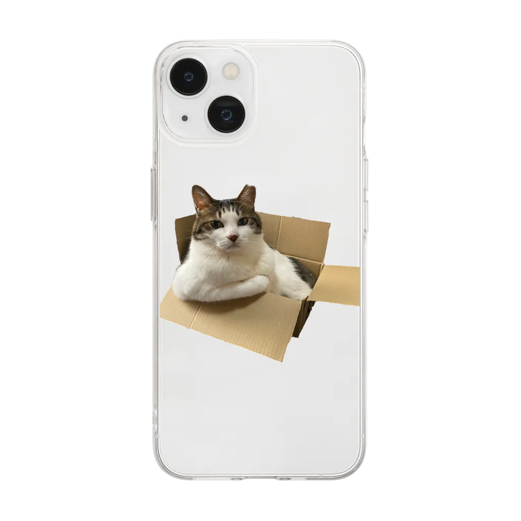 肉球書庫（絵）のムキムキ猫ちゃん Soft Clear Smartphone Case