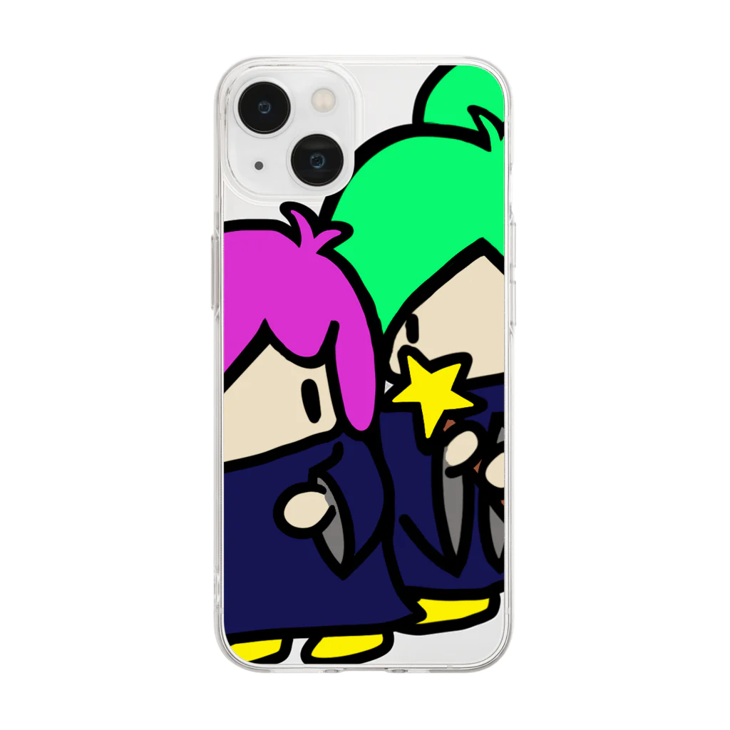 けた画伯屋🧑🏻‍🎨のピンクとみどりの魔法使い Soft Clear Smartphone Case