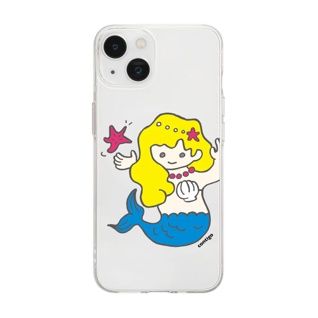 コンティーゴ・デザインのマーメイドちゃん Soft Clear Smartphone Case