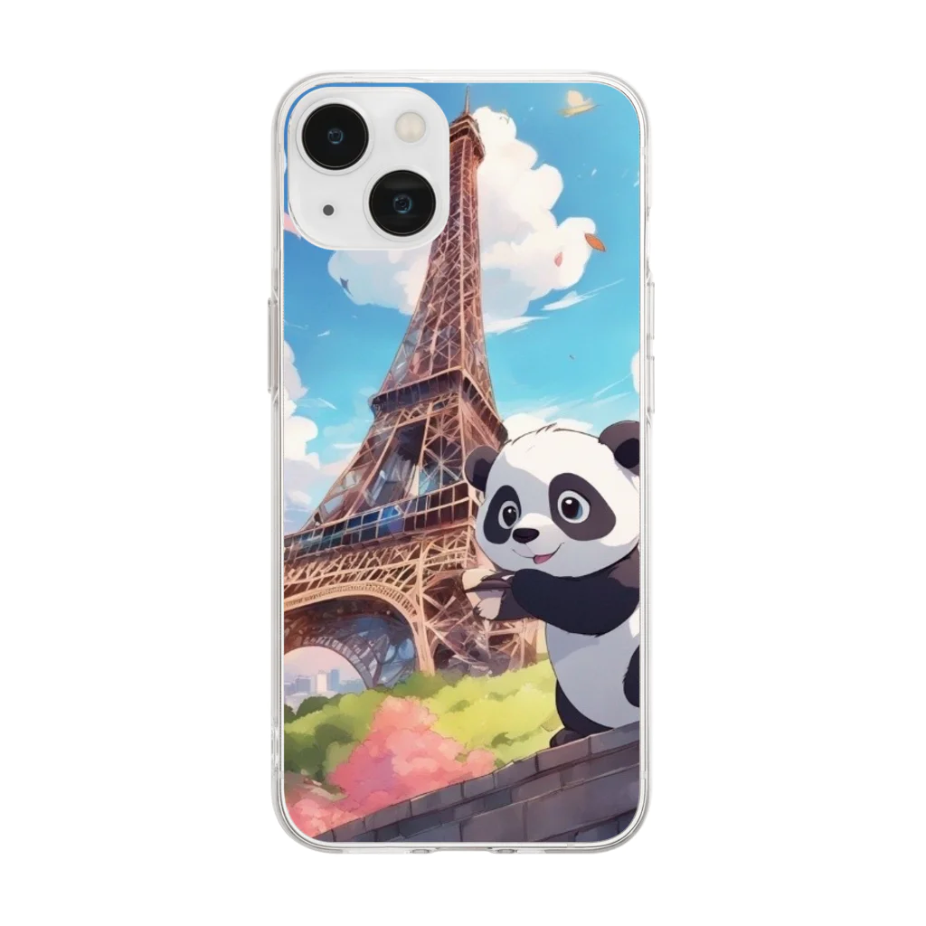 Cute-Animalsの【パリ旅行】パンダくん Soft Clear Smartphone Case