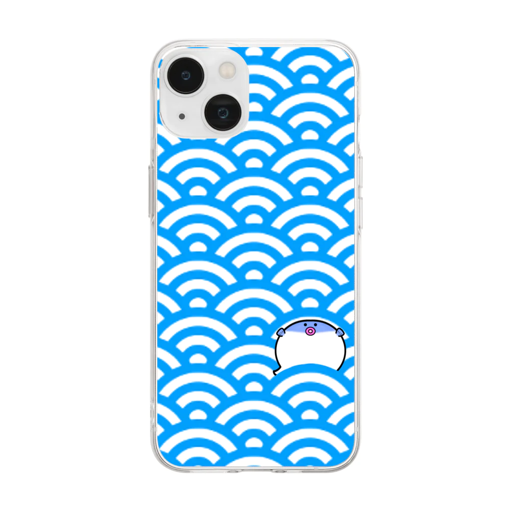 ken_ikedaの青海波（せいがいは）柄＋フグくん Soft Clear Smartphone Case