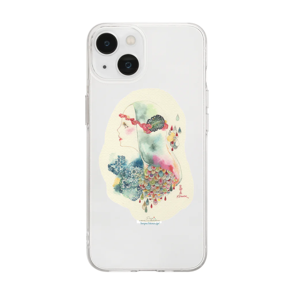 水彩少女の[ 人魚姫に寄せて1 / thinking about a story of the Little Mermaid ] Soft Clear Smartphone Case