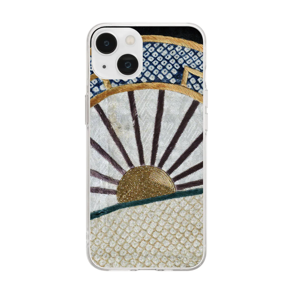 PALA's SHOP　cool、シュール、古風、和風、の和風　織物　車輪柄 Soft Clear Smartphone Case