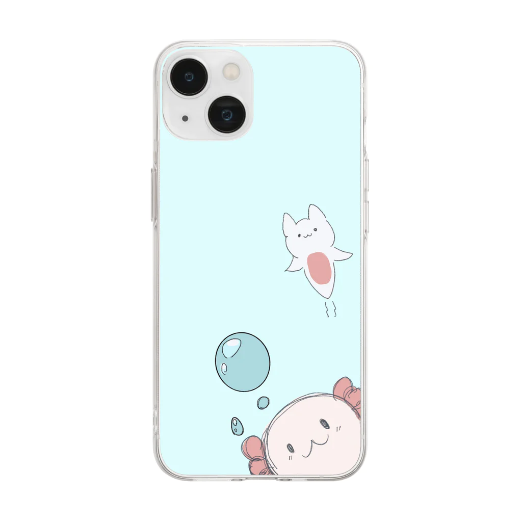 花咲 あられのウーパールーパーとクリオネ Soft Clear Smartphone Case