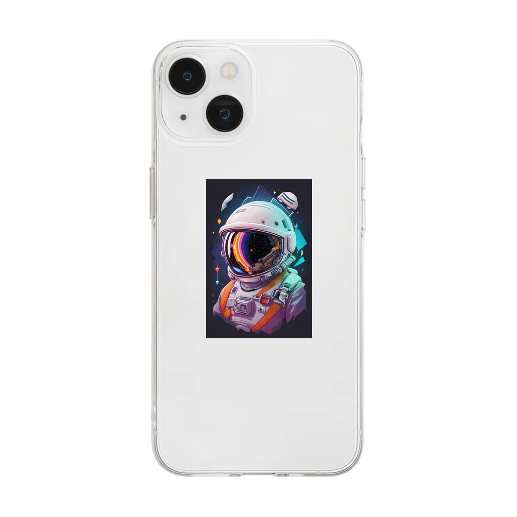 uetetuの宇宙飛行士 Soft Clear Smartphone Case