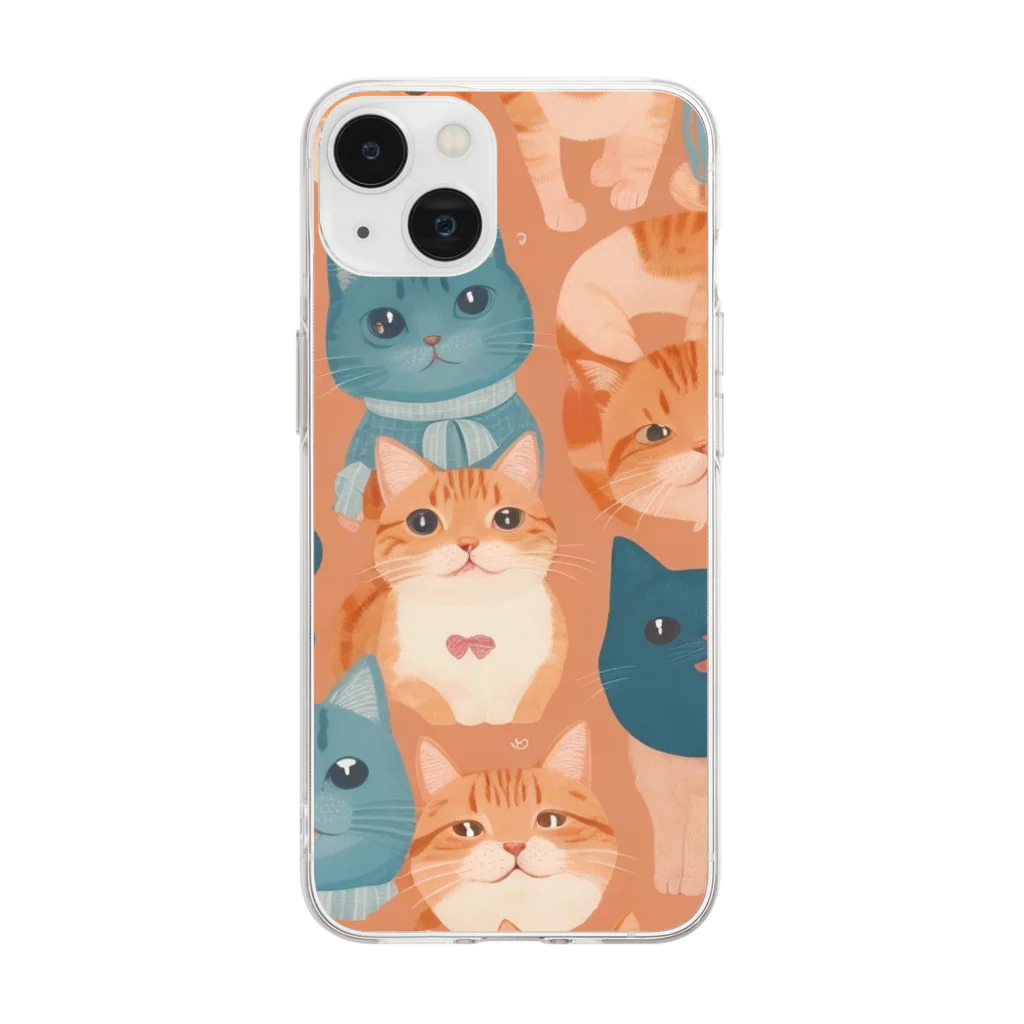 aokitaの少し不思議なねこのアート Soft Clear Smartphone Case