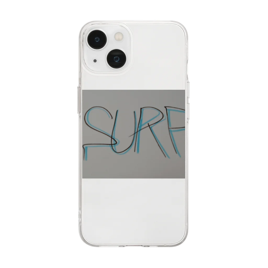 SURF810のSURF 文字(青影) Soft Clear Smartphone Case