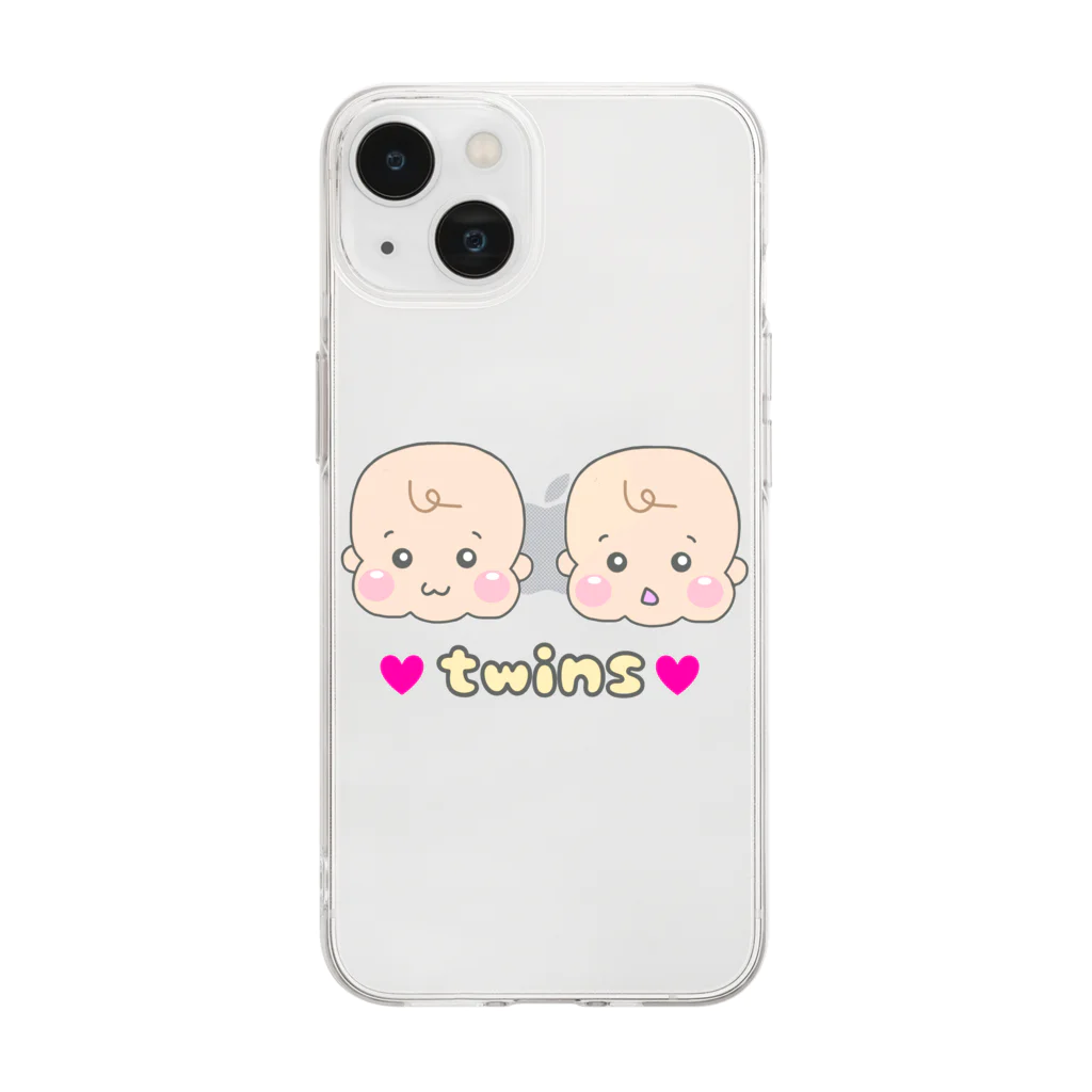 twins🤍のtwins べびー　ふたごグッズ Soft Clear Smartphone Case