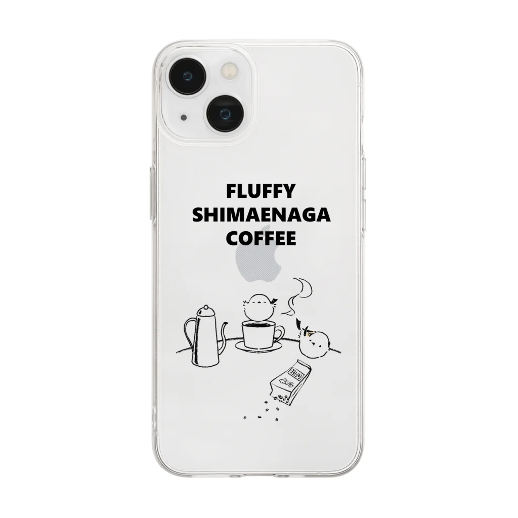 rina_suzuriのもふもふシマエナガ coffee -スマホケース- Soft Clear Smartphone Case