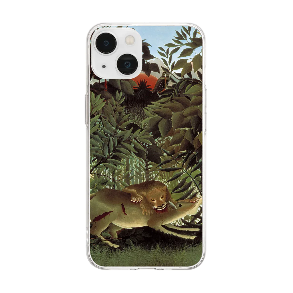 世界美術商店の飢えたライオン / The Hungry Lion Throws Itself on the Antelope Soft Clear Smartphone Case