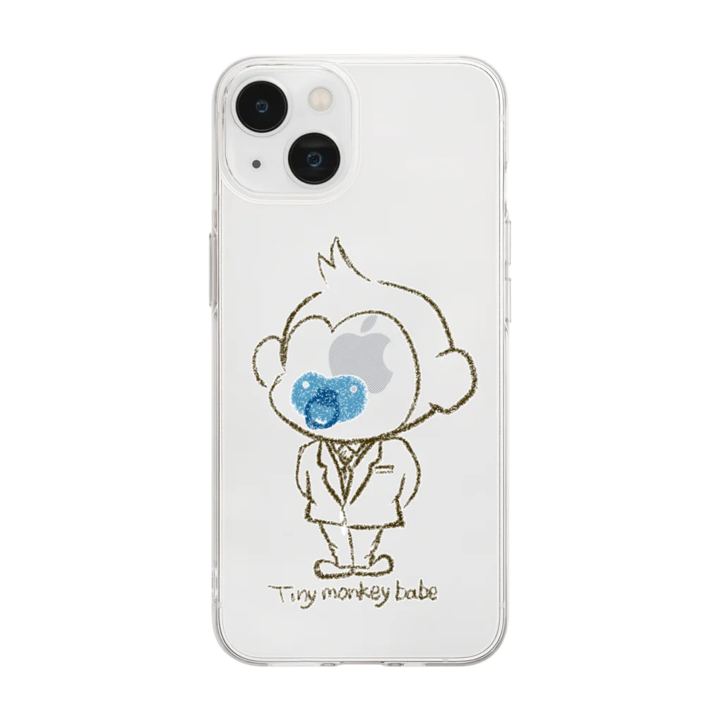 Tiny monkey babeのTiny monkey babe スーツ Soft Clear Smartphone Case