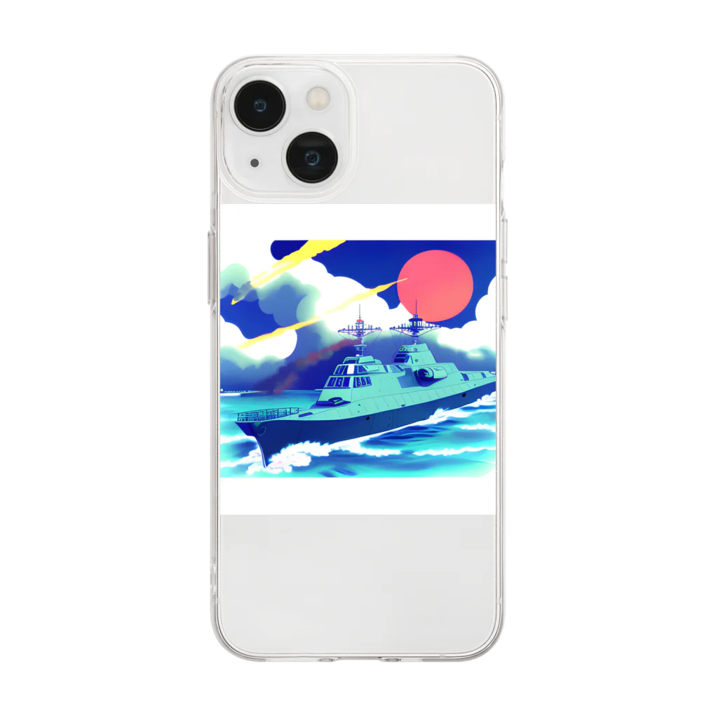 Lapin🐰の青空の下に浮かぶ船 Soft Clear Smartphone Case