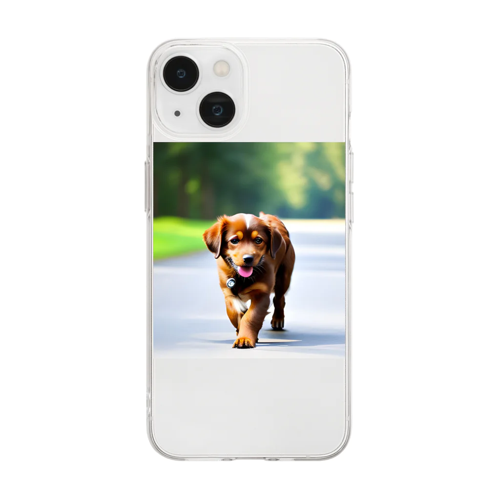 waka0129の茶色の犬 Soft Clear Smartphone Case